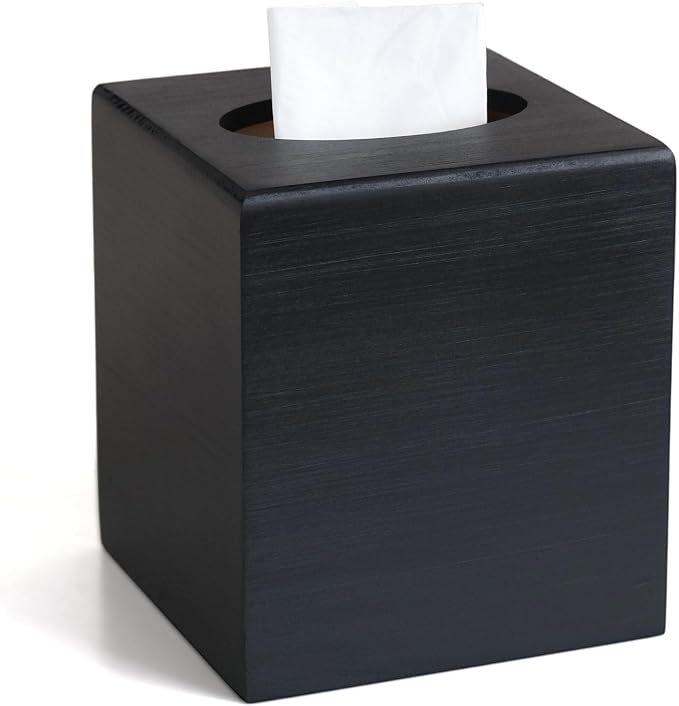 Wood Tissue Box Cover Square, Decorative Cube Facial Wooden Tissue Box Holder by KALEKAIL