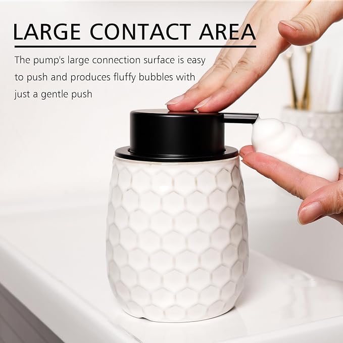 Foaming Soap Dispenser, 12OZ Ceramic Foam White Hand Soap Dispenser - Image 4
