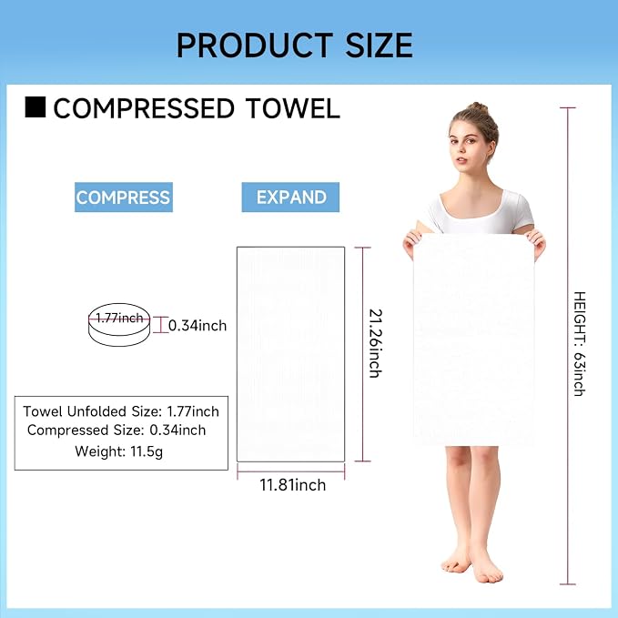 11.8in x 21.3 in Compressed Towels Thicker Style Magic Disposable Face - Image 2