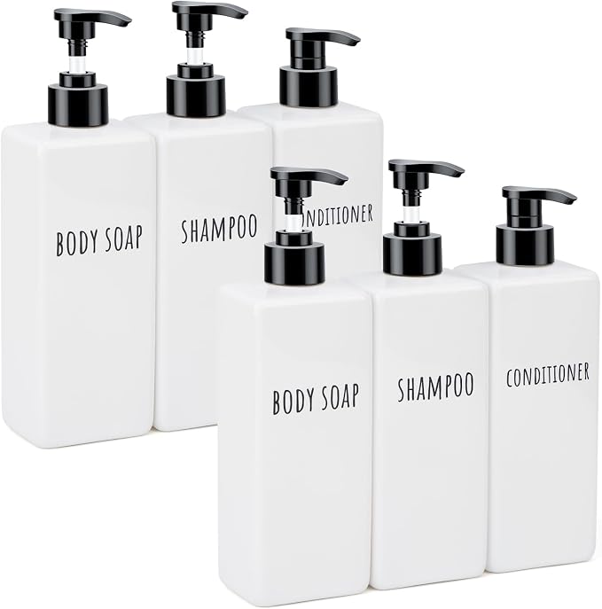 Segbeauty 16.9oz Shampoo and Conditioner Dispenser, 500ml Plastic Square Soap by Segbeauty