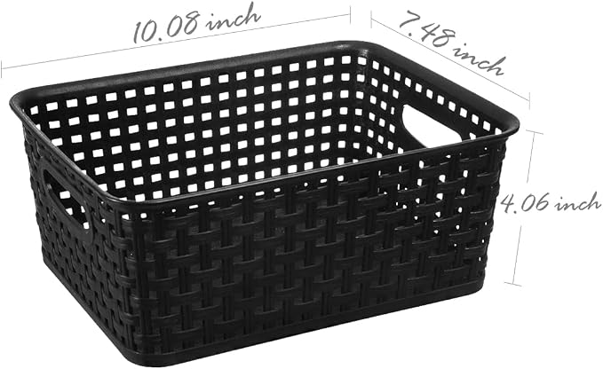 Black Plastic Weave Storage Baskets - Image 2