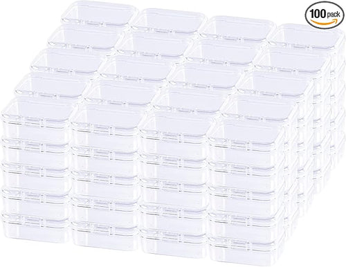 100 Pack Rectangular Mini Clear Plastic Storage Containers Box by Thintinick
