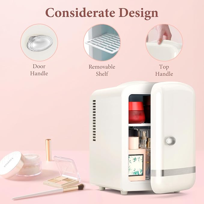 Xbeauty Retro Mini Fridge, Compact Refrigerator - Image 4