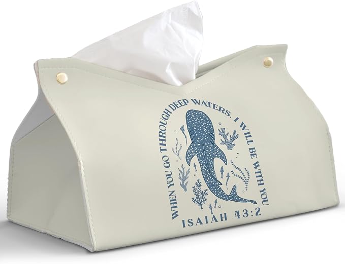 Whale Shark Christian Tissue Box Cover Rectangle, Ocean Whale Scripture Bible by PaJiaNi