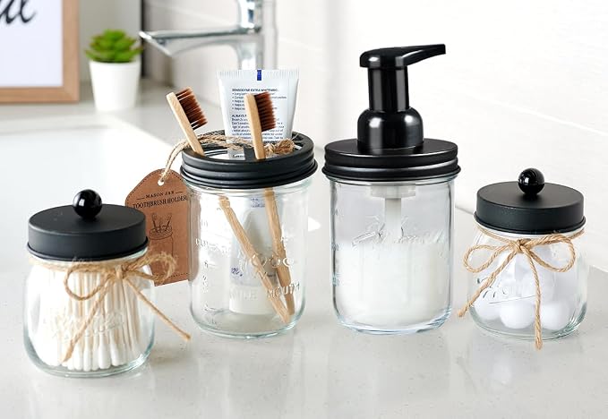 SheeChung Mason Jar Foaming Soap Dispenser, Glass Foaming Hand Soap Dispensers - Image 7