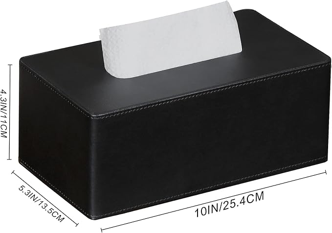 Tissue Box Cover Rectangular 9.8" x 5.3" x 4.3" Refined Modern PU Leather - Image 9