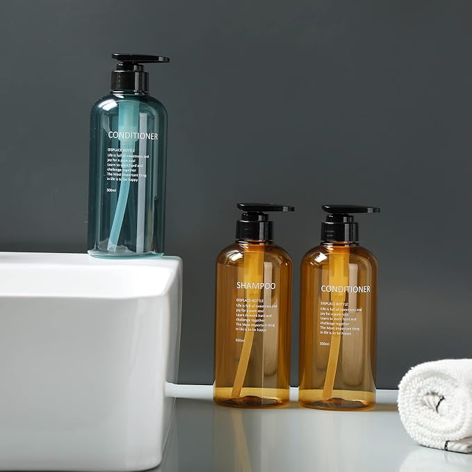 Shampoo and Conditioner Dispenser Bottles-3pcs 16.9oz Plastic Empty Refillable - Image 7