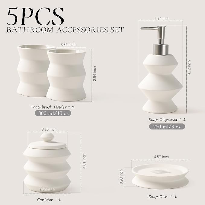 Bathroom Accessory Set 5PCS, Unique Design Small Bathroom Accessories Sets - Image 2