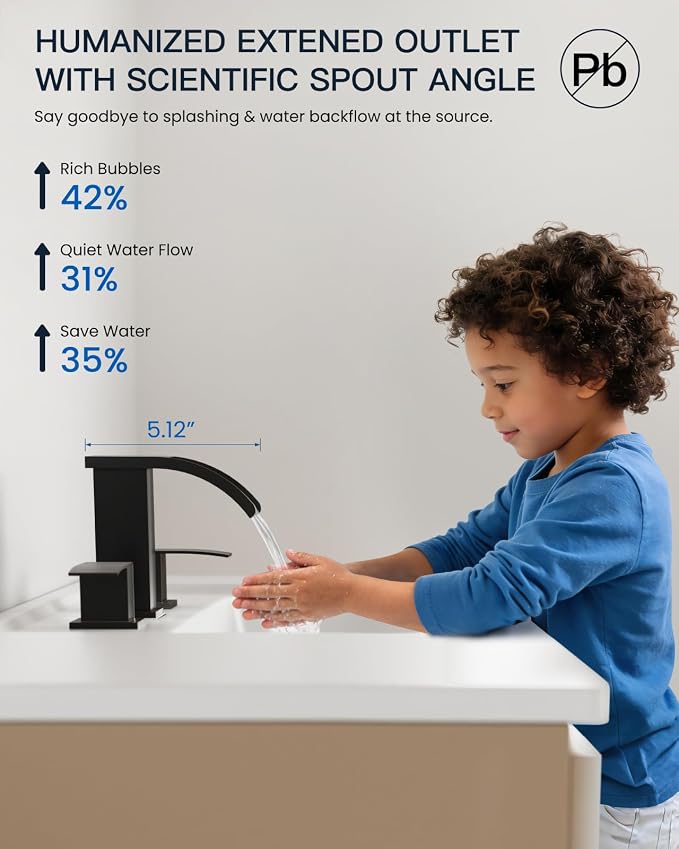 gotonovo Waterfall 8 inch Widespread Bathroom Faucet Set Bathroom Sink Faucet 3 - Image 4