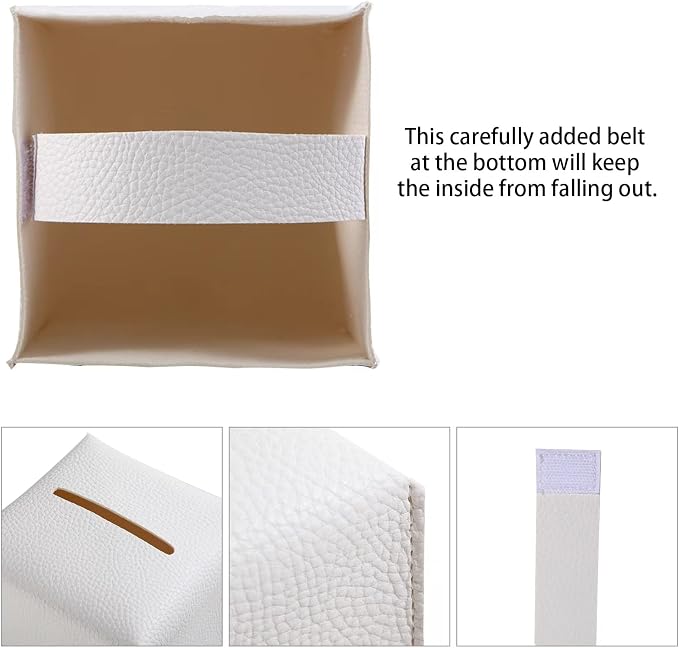 2 Pack, VIVIDLY Tissue Box Cover Holder, Square Modern PU Leather Tissue Box - Image 3