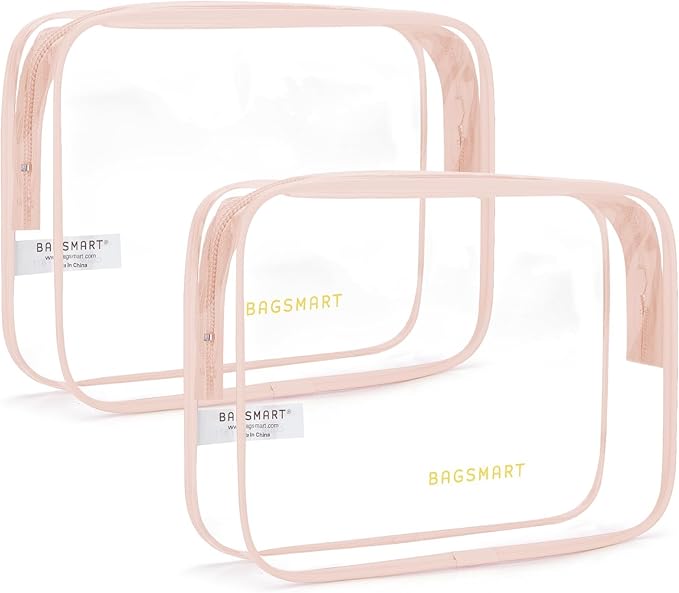 BAGSMART Clear Toiletry Bag, 2 Pack TSA Approved Travel Toiletry Bag Carry on by BAGSMART