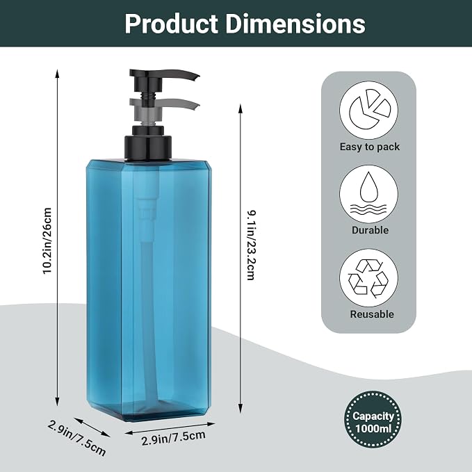 Suream 33.8oz/1000ml Lotion Dispenser, Square Soap Dispenser Set - Image 2
