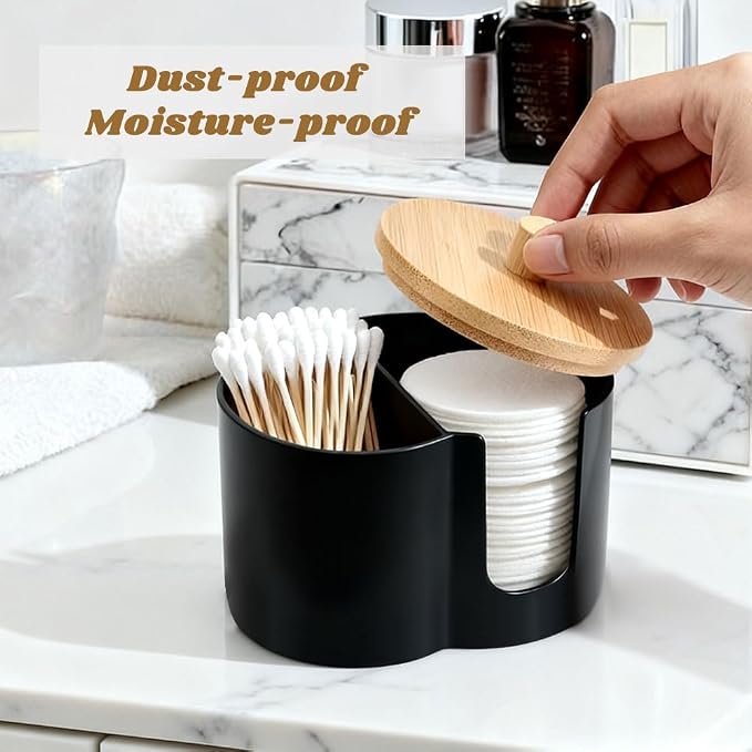 Qtip Holder Dispenser, Dual-Compartment Cotton Swab & Cotton Pad Organizer - Image 7
