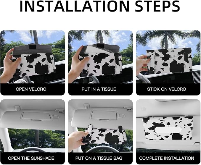 Cow Print Car Accessories for Women, Premium Tissues Box, Tissue Holder for - Image 7