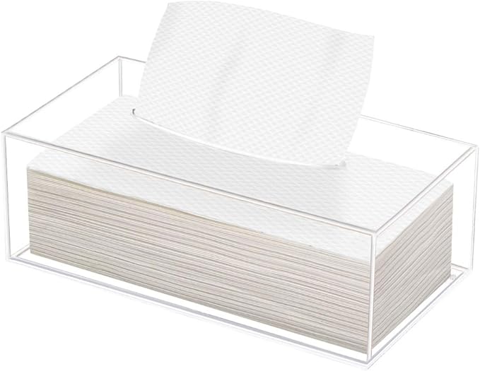 Clear Acrylic Tissue Box Holder, Rectangle Dispenser Tissue Box Cover by Phineoly