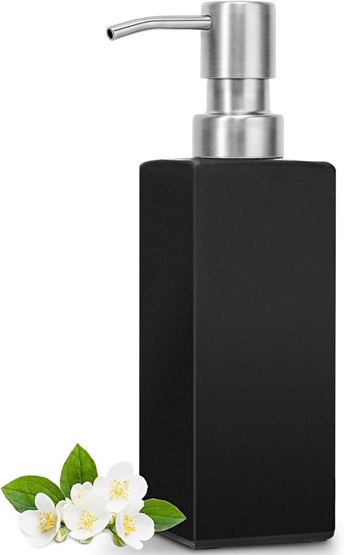 GMISUN Black Soap Dispenser Bathroom, Glass Hand Soap Dispenser by GMISUN