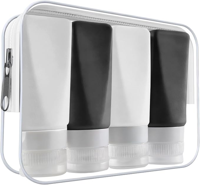Travel Bottles Leak Proof, 3 oz TSA Approved Silicone Squeezable, Refillable by Amphism