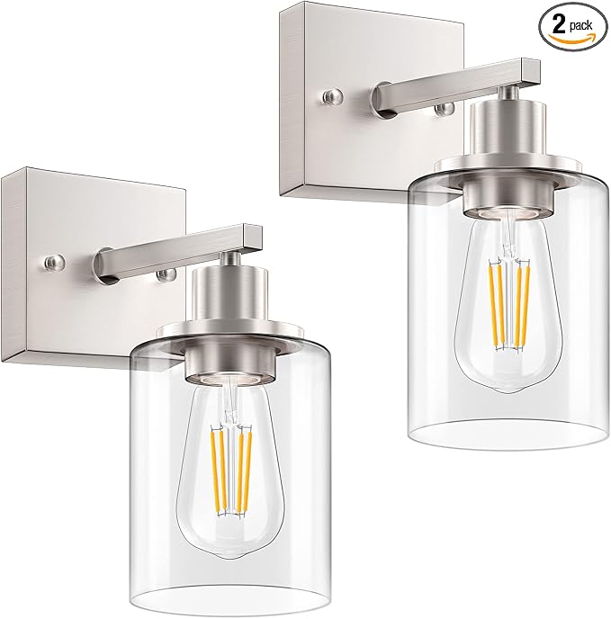 Licperron Wall Sconces Set of Two, Brushed Nickel Modern Wall Sconces Lighting by Licperron