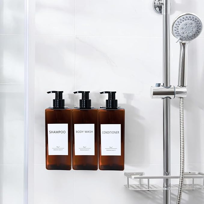 Shampoo and Conditioner Dispenser Set, 500ml Soap Dispenser 16.9oz Shower - Image 7