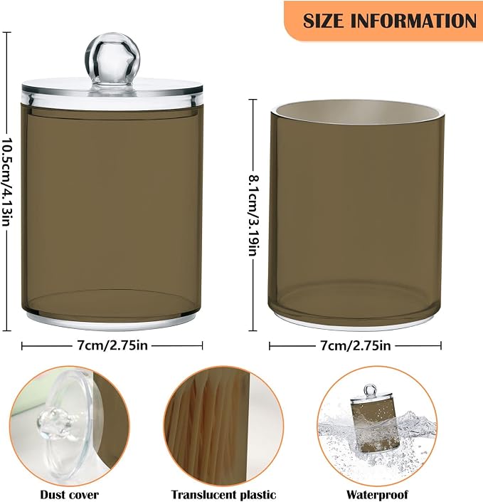 Tan Qtip Holder Organizer Dispenser Cotton Swabs Cans Plastic Jars - Image 3