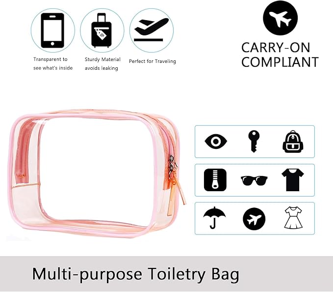 Buminee Navy Blue Clear Pouch Small, 6.6"x2.3"x4.7" TSA Approved Toiletry Bag - Image 6