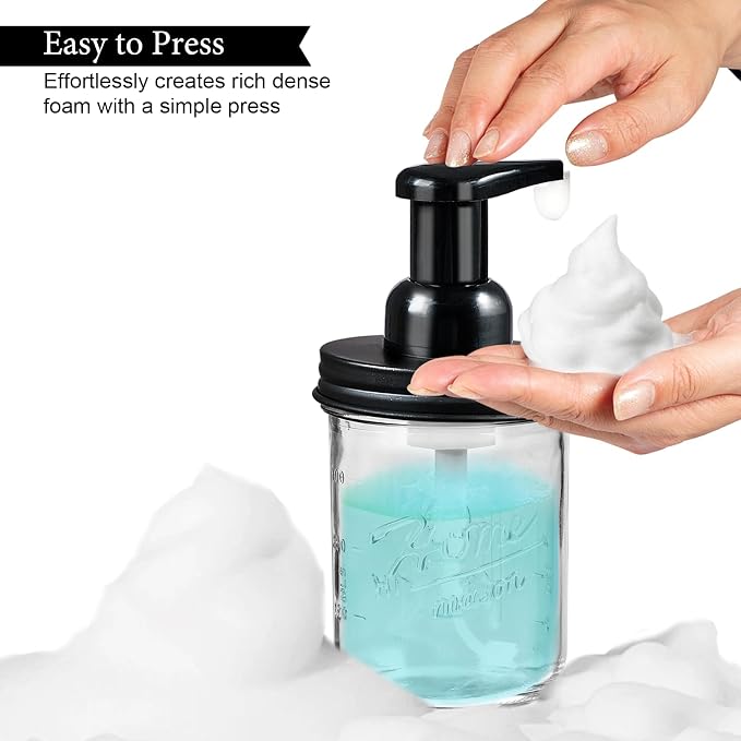 SheeChung Mason Jar Foaming Soap Dispenser, Glass Foaming Hand Soap Dispensers - Image 4