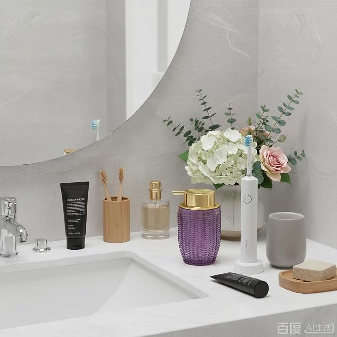 Purple Foaming Soap Dispenser, Glass Foam Hand Soap Dispenser - Image 2