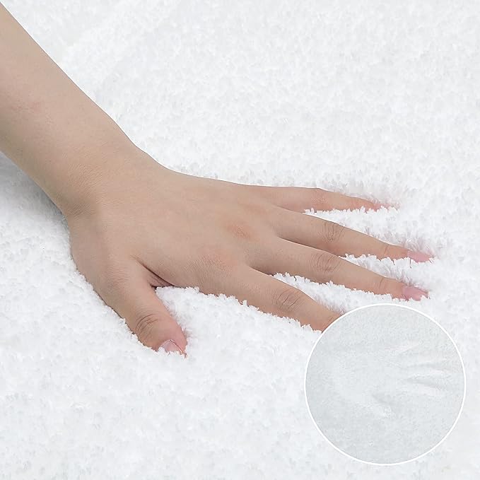 SHACOS White Bathroom Rugs Sets of 2 Pieces 32x20 inch, Super Soft Fluffy Bath - Image 2
