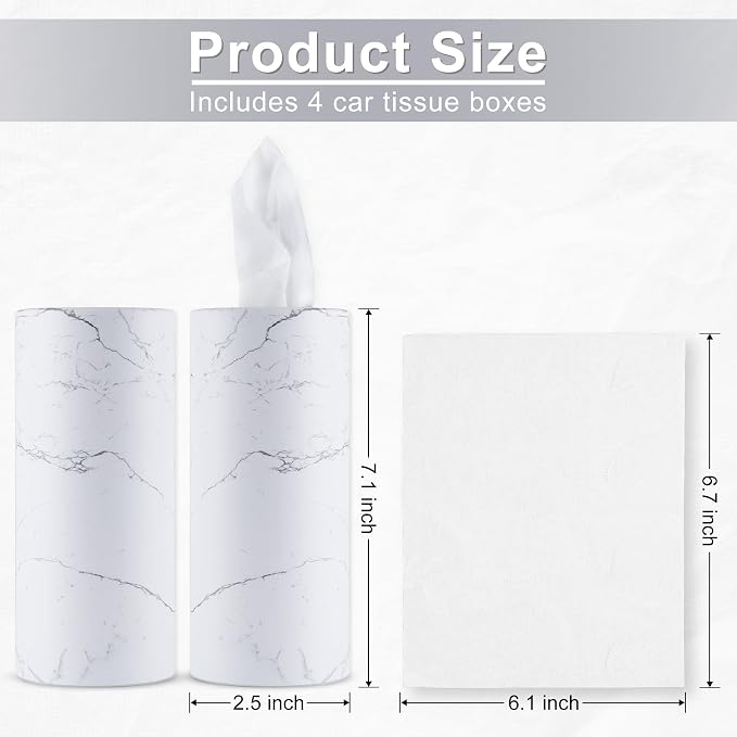 SINGARO Car Tissue Holder, 4 Pack Car Cup Holder Facial Tissues - Image 2