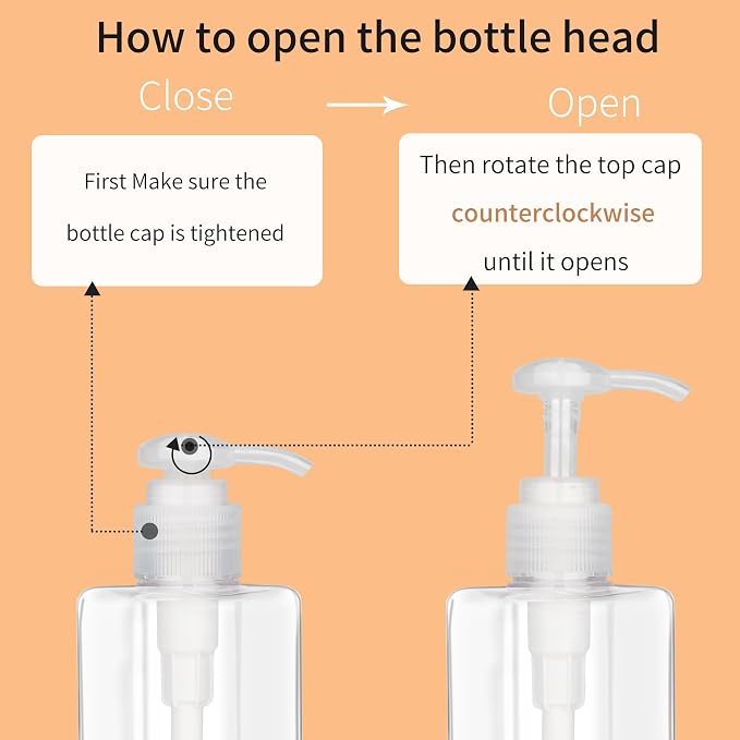 250ml Pump Bottle Dispenser Jansburg 2 Pack Refillable Square Plastic Lotion - Image 6