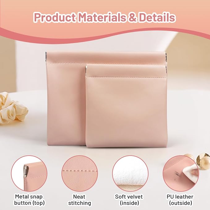 4 Pack 4.7"×4.7" Small Pouches for Purse, Snap Closure Organizer Pouch - Image 4
