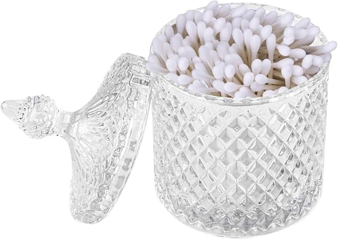 Colorful Home Decorative Jar Qtips Holder Dispenser Glass Storage Container - Image 2