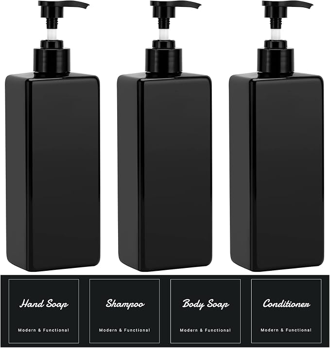 Suream Shampoo and Conditioner Dispenser Set, Plastic Refillable Dispenser by Suream