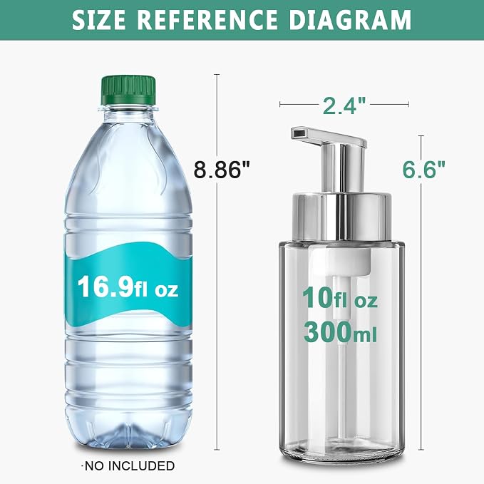 Glass Soap Dispenser, 10 oz/300ml Foaming Soap Dispenser, 2 Pack Foaming Hand - Image 2
