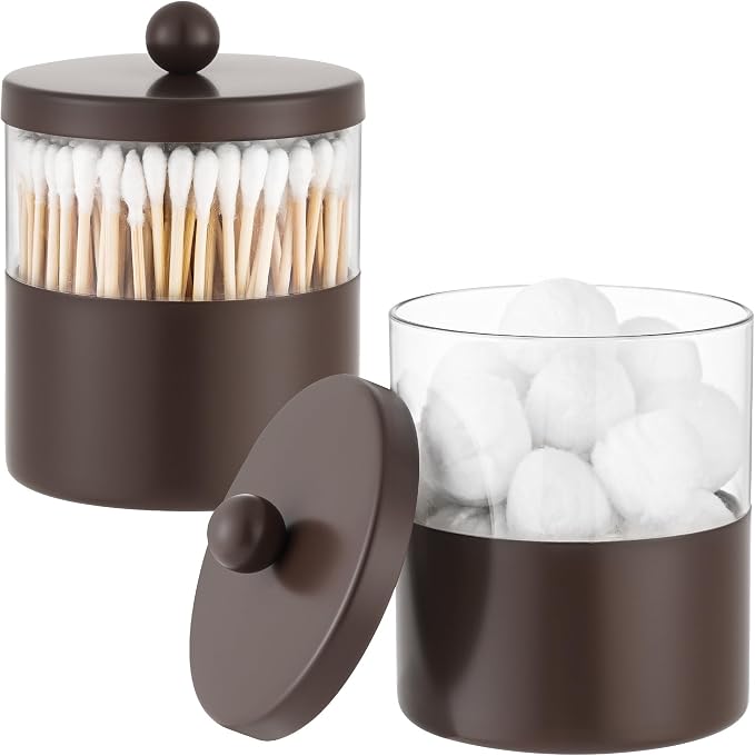 Gaussra Chocolate Brown Qtip Holder, Bathroom Jar - Image 8