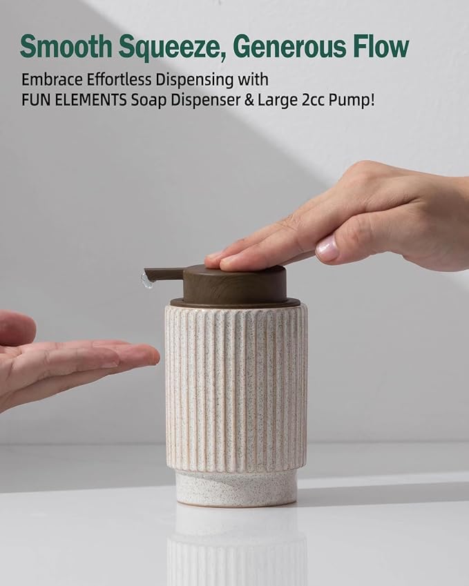 Fun Elements Ceramic Soap Dispenser, Wood Grain Plastic Soap Dispenser - Image 6
