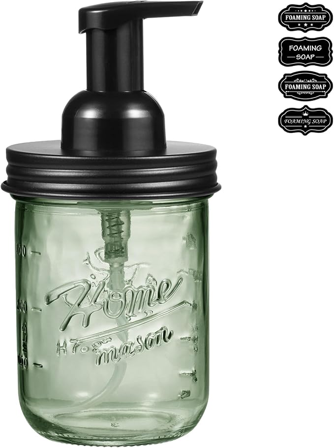 SheeChung Mason Jar Foaming Soap Dispenser, Stainless Steel Lid, BPA Free Pump by SheeChung
