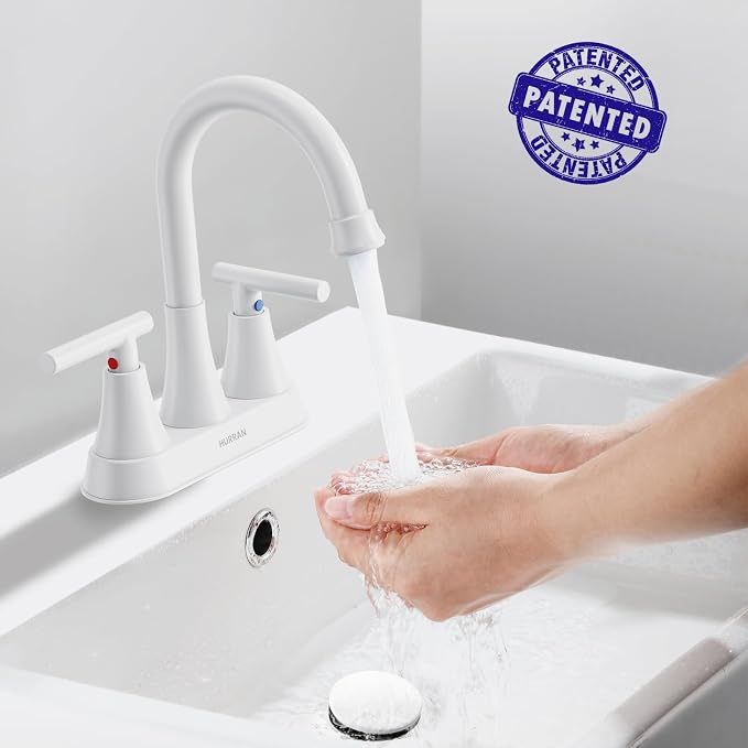 Bathroom Faucets for Sink 3 Hole, Hurran 4 inch Bathroom Sink Faucet - Image 2