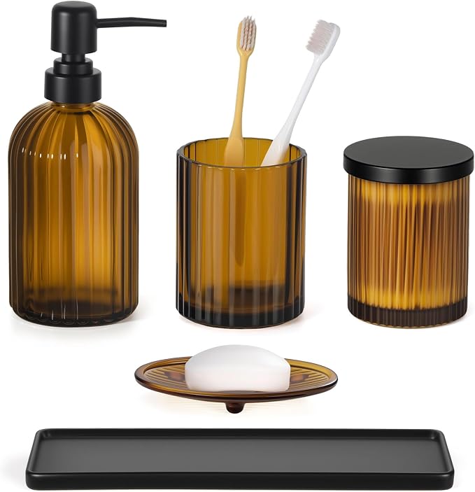 Shinowa Bathroom Accessories Set, Toothbrush Holder, Q-Tips Holder, Soap Dish by Shinowa