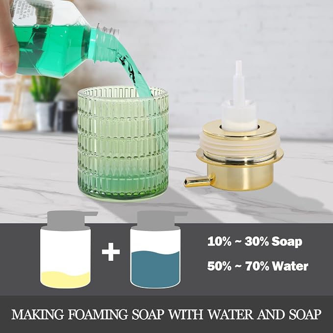2pcs Green Foaming Soap Dispenser, Glass Foam Hand Soap Dispenser - Image 5