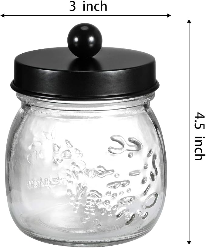 SheeChung Small Mason Jar, Glass Qtip Holder, Apothecary Jars - Image 6