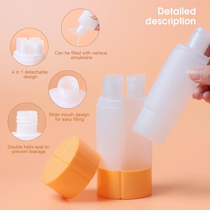Travel Bottle, TSA approved 4-in-1 Leak-Proof Bottle, 4 * 60ml/2oz, - Image 3