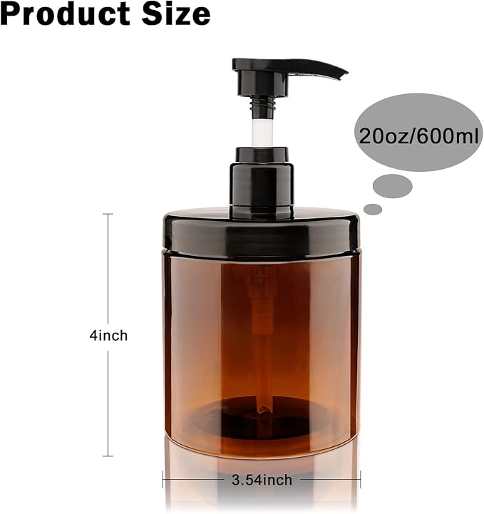 Pump Bottle Dispenser 3 Pcs 600ml/20oz Refillable Plastic Pump Bottles Wide - Image 6