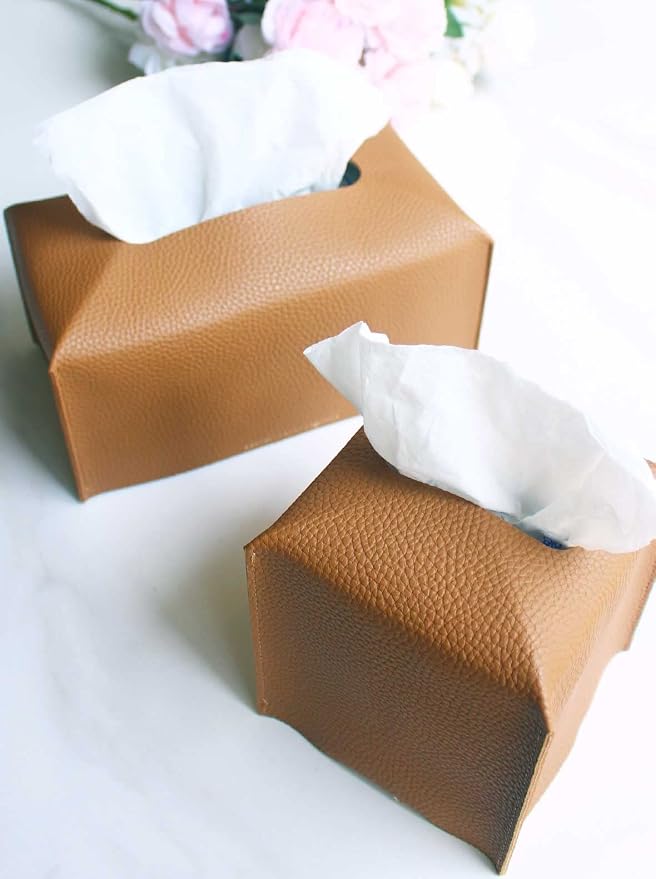 Tissue Box Holder Tissue Cover – Square Faux Leather Tissue Box Cover - Image 3