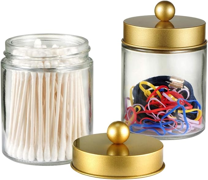 Amolliar 4 Pack Apothecary Jars Bathroom Vanity Storage Organizer Set - Image 2