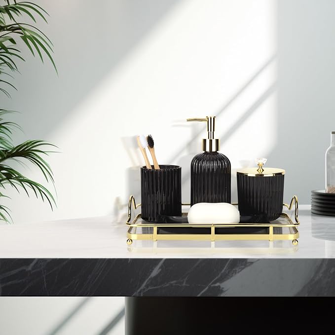 Designer Black Glass Bathroom Accessories Sets - Image 2
