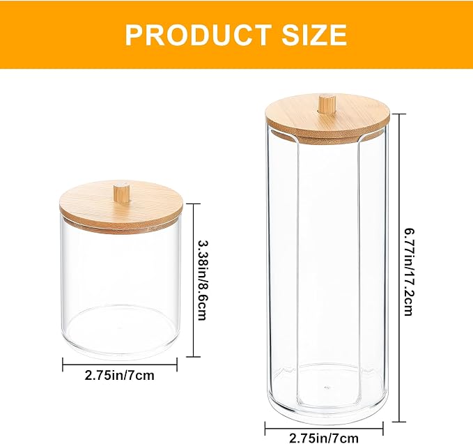 2 Pcs Qtip Holder, Cotton Pads Balls Dispenser Holders, Apothecary Jar Holder - Image 2