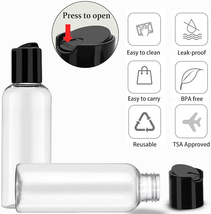5 Pack 3.4 oz Travel Bottles for Toiletries TSA Approved Leakproof Plastic - Image 2