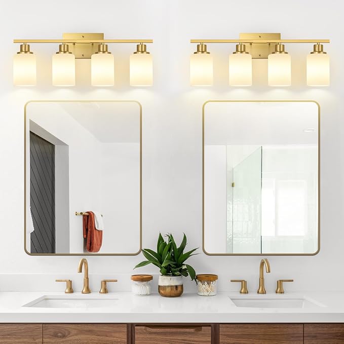 4-Light Bathroom Light Fixtures, Brushed Gold Vanity Lights - Image 7
