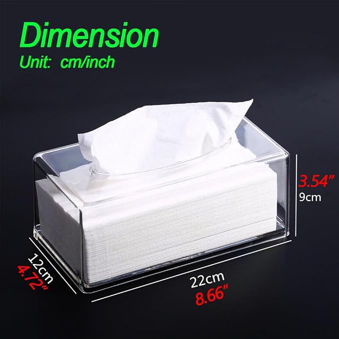 Square Clear Acrylic Tissue Box, Box Covers Rectangular, Bathroom Facial Napkin - Image 2